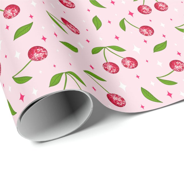 Kirsch-Diskokugel-Muster Geschenkpapier (Rolleneckpunkt)