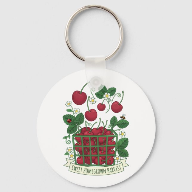 Kirsch Frucht Essen Prunus Süße Korb  Schlüsselanhänger (Vorderseite)