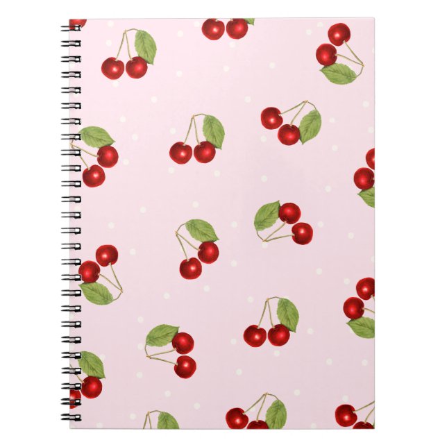 Kirsch Frucht Muster Notizbuch Notizblock (Vorderseite)