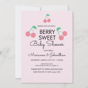 Kirsch Frucht Rosa Rote Babyparty-Einladung Einladung