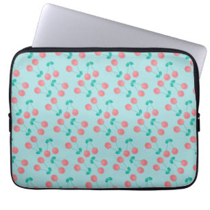 Kirsch Handbemalt Wasserfarbe Rosa Türkis       Laptopschutzhülle