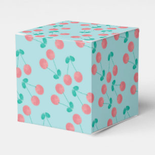 Kirsch Handgemalt Wasserfarbe Pink Türkis       Geschenkschachtel