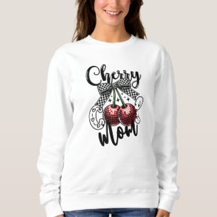 Kirsch Kühle Mama Rot Disco Kirschen Kariert Bowle Sweatshirt