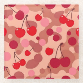 Kirsch-Kunst-Pink-Quadrat-Glas-Unterlage Glasuntersetzer