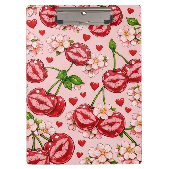 Kirsch-Kuss-Clipboard Klemmbrett (Vorderseite)