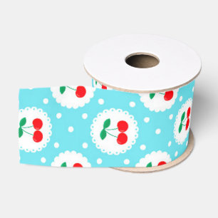 Kirsch-Punktmuster – Retro-Frucht-Geschenk & Deko Ripsband