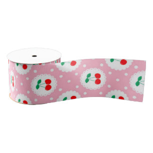 Kirsch-Punktmuster – Retro-Frucht-Geschenk & Deko Ripsband