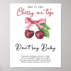 Kirsch-Schleifen-Baby-Party-Spiel Sag nicht Baby Poster