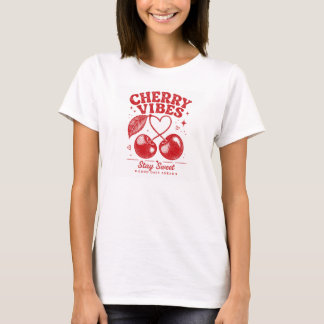 Kirsch-Schwingungen Retro-Grafik-Shirt T-Shirt
