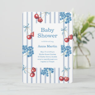 Kirsch- und Hortensien-Baby-Party Einladung