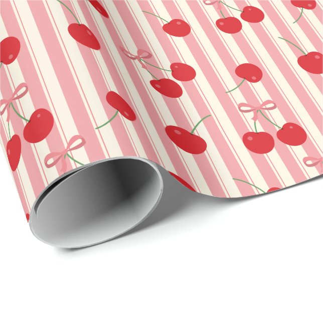 Kirschbandstreifen Geschenkpapier (Rolleneckpunkt)