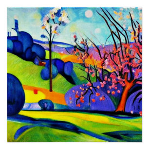 Kirschbaum zwischen Felsen Poster