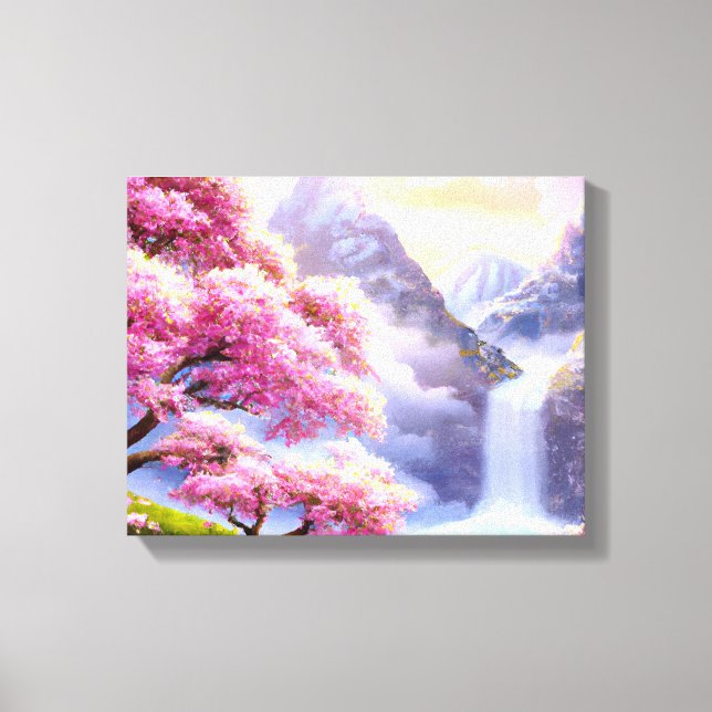 "Kirschbäume am Ufer I" Leinwanddruck (Vorderseite)