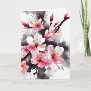 Kirschblüte - Aquarellblumen Karte