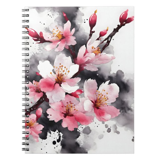 Kirschblüte - Aquarellblumen Notizblock (Vorderseite)