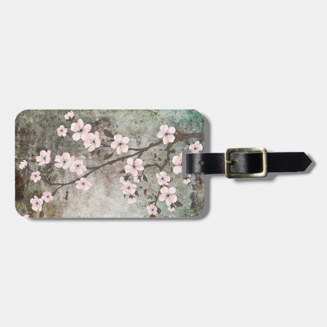 Kirschblüte aus Grunge Gepäckanhänger (Vorderseite horizontal)