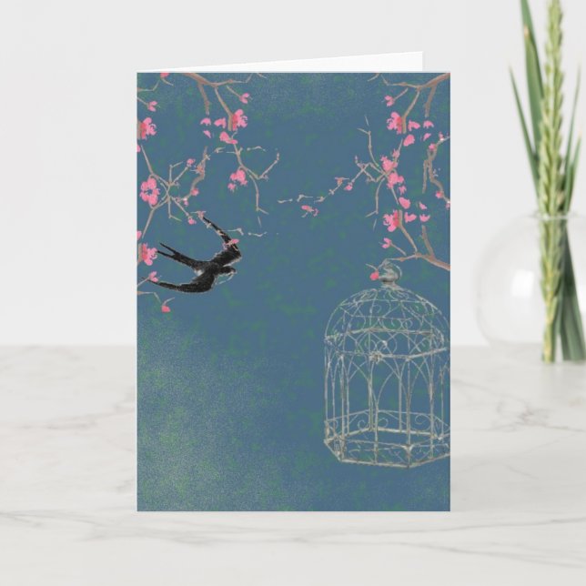 Kirschblüte, Birdcagekarte, laden, Geburtstag ein Einladung (Vorderseite)
