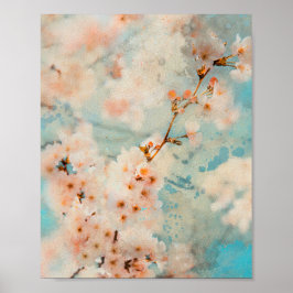 Kirschblüte Blume Aquarellmalerei Poster