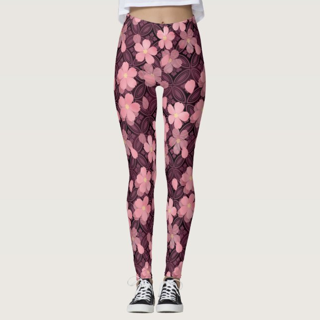 Kirschblüte Blume Leggings (Vorderseite)