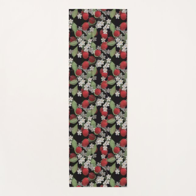 Kirschblüte Blume Natur schwarz Yogamatte (Vorderseite)