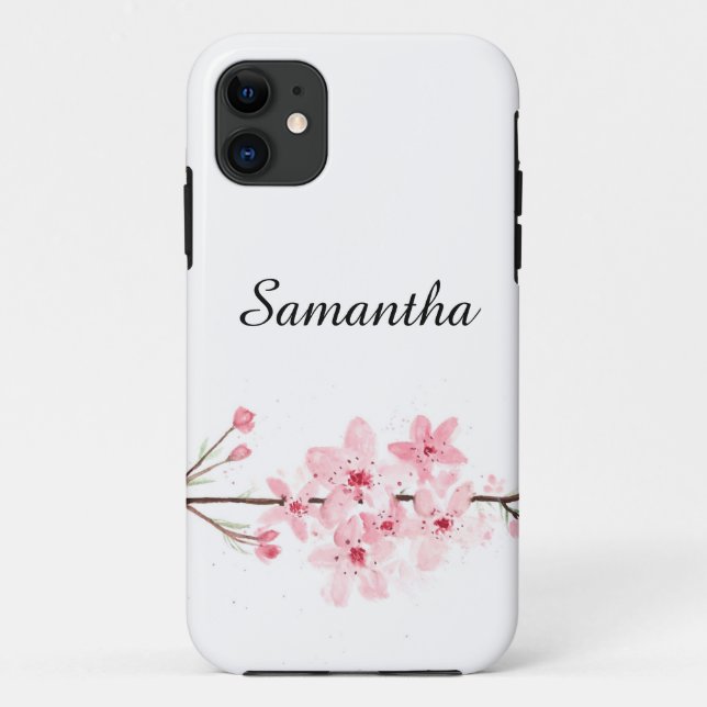 Kirschblüte Blütenwasserfarbe Frühlingsnatur Case-Mate iPhone Hülle (Rückseite)