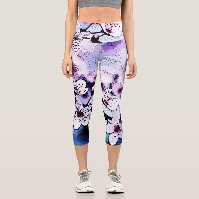 Kirschblüte Capri Leggings (Vorderseite)
