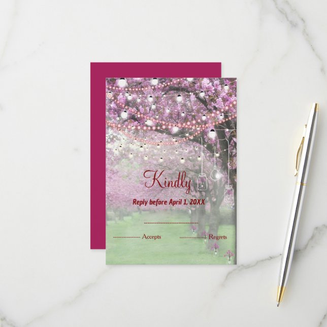 Kirschblüte Frühjahrsheirat UAWG RSVP Karte (Vorderseite/Rückseite Beispiel)