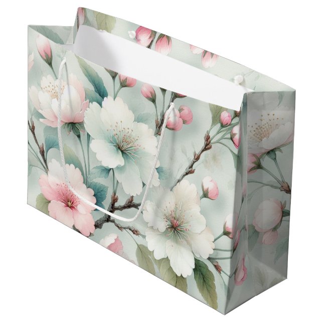 Kirschblüte Große Geschenktüte (Vorderseite Schrägansicht)