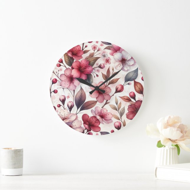 Kirschblüte Große Wanduhr (Zuhause)