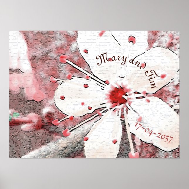 Kirschblüte Hochzeit Rot-Weiß Eleantsakura Poster (Vorne)
