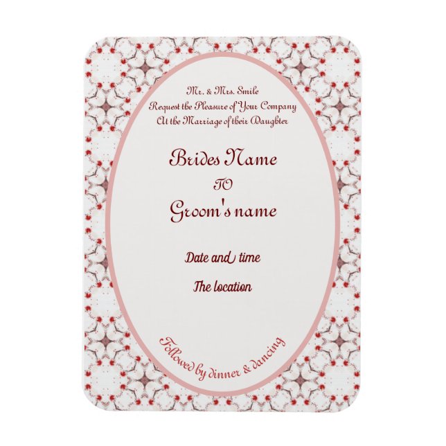 Kirschblüte Hochzeit rot-weiß elegante Invit Magnet (Vertikal)