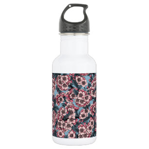 Kirschblüte in Rosa und Blau Edelstahlflasche