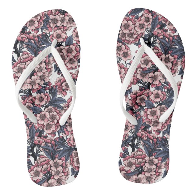 Kirschblüte in Rosa und Blau Flip Flops (Fußbett)