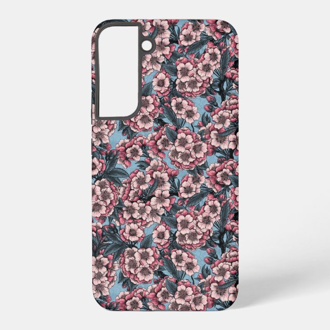 Kirschblüte in Rosa und Blau Samsung Galaxy Hülle (Rückseite)