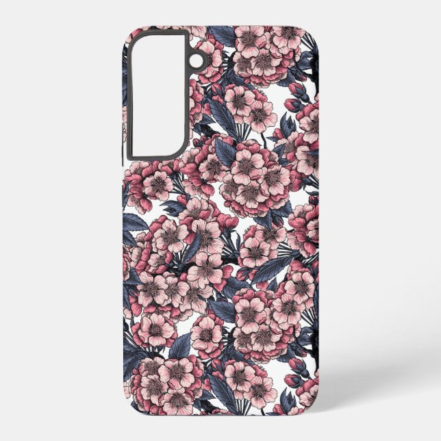 Kirschblüte in Rosa und Blau Samsung Galaxy Hülle (Rückseite)