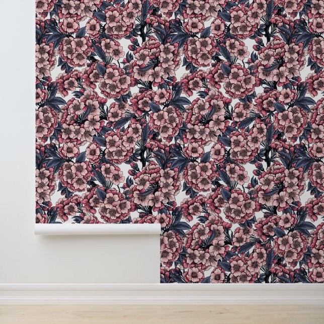 Kirschblüte in rosa und blau tapete (Anwendung)