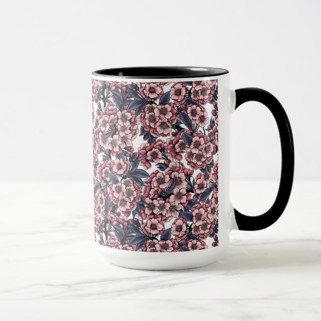 Kirschblüte in Rosa und Blau Tasse (Rechts)