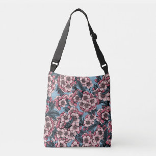 Kirschblüte in Rosa und Blau Tragetaschen Mit Langen Trägern
