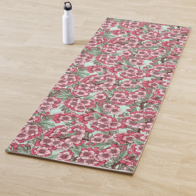 Kirschblüte in Rosa und Minze Yogamatte (Beispiel)