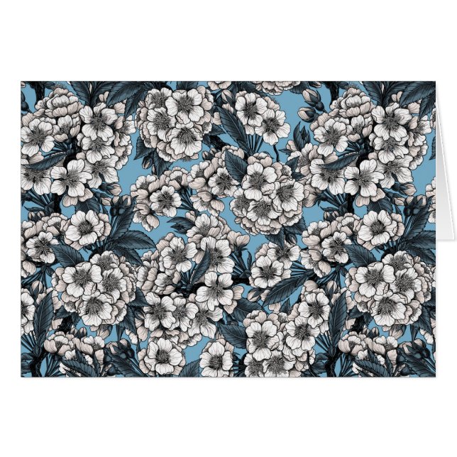Kirschblüte in weiß und blau (Vorderseite (Horizontal))