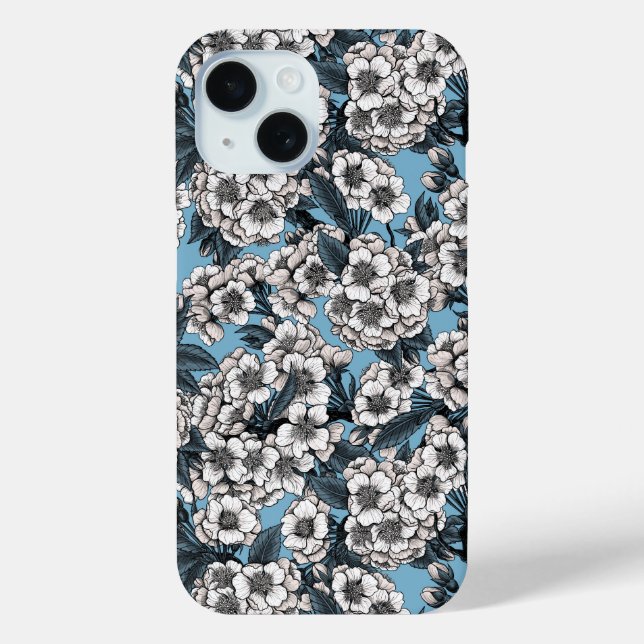 Kirschblüte in weiß und blau Case-Mate iPhone hülle (Rückseite)