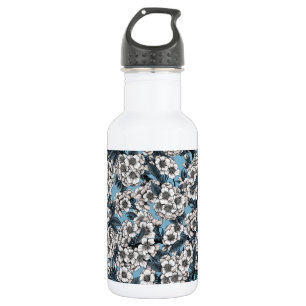Kirschblüte in weiß und blau edelstahlflasche