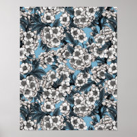 Kirschblüte in weiß und blau