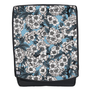 Kirschblüte in weiß und blau rucksack