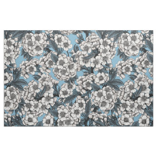 Kirschblüte in weiß und blau stoff