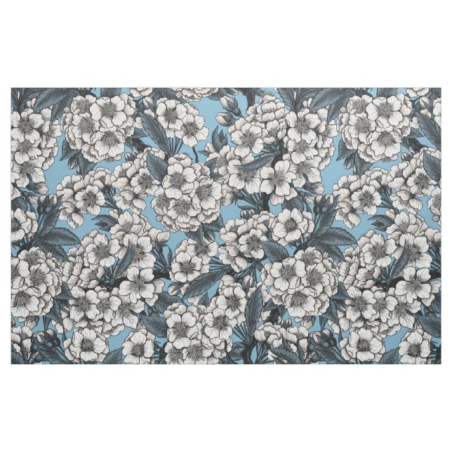 Kirschblüte in weiß und blau stoff (Fat Quarter (45,7 x 55,9 cm))