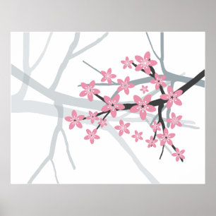 Kirschblüte - japanischer Kirschbaum-Blüten-Druck Poster
