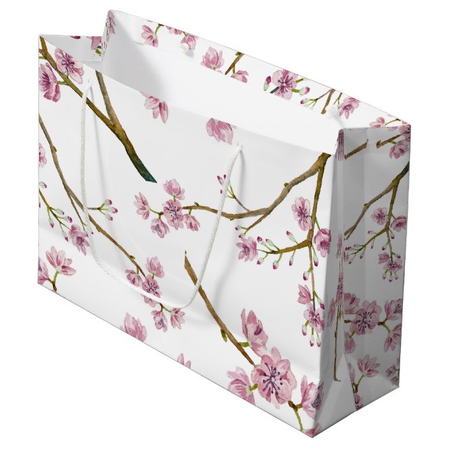 Kirschblüte-Kirschblüten-große Geschenk-Tasche Große Geschenktüte (Vorderseite Schrägansicht)