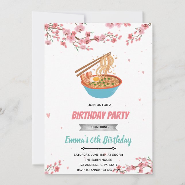 Kirschblüte lepover ramen Party Einladung (Vorderseite)