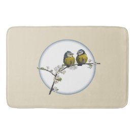 Kirschblüte Lovebirds, in Beige Badematte